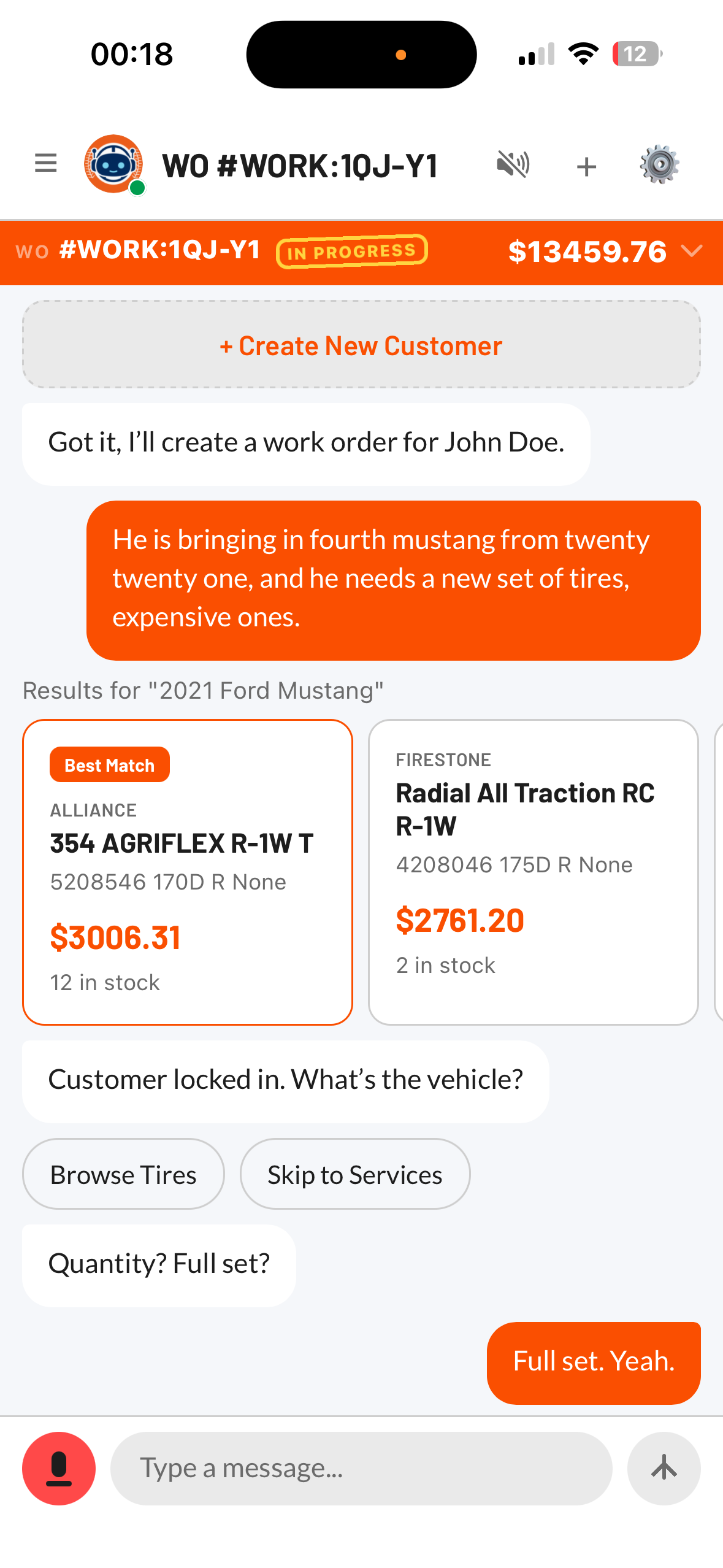 Work order creation flow in Tuty